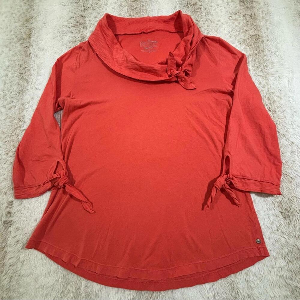 Neon Buddha Red Cowl Neck 3/4 Sleeve Tunic Top M